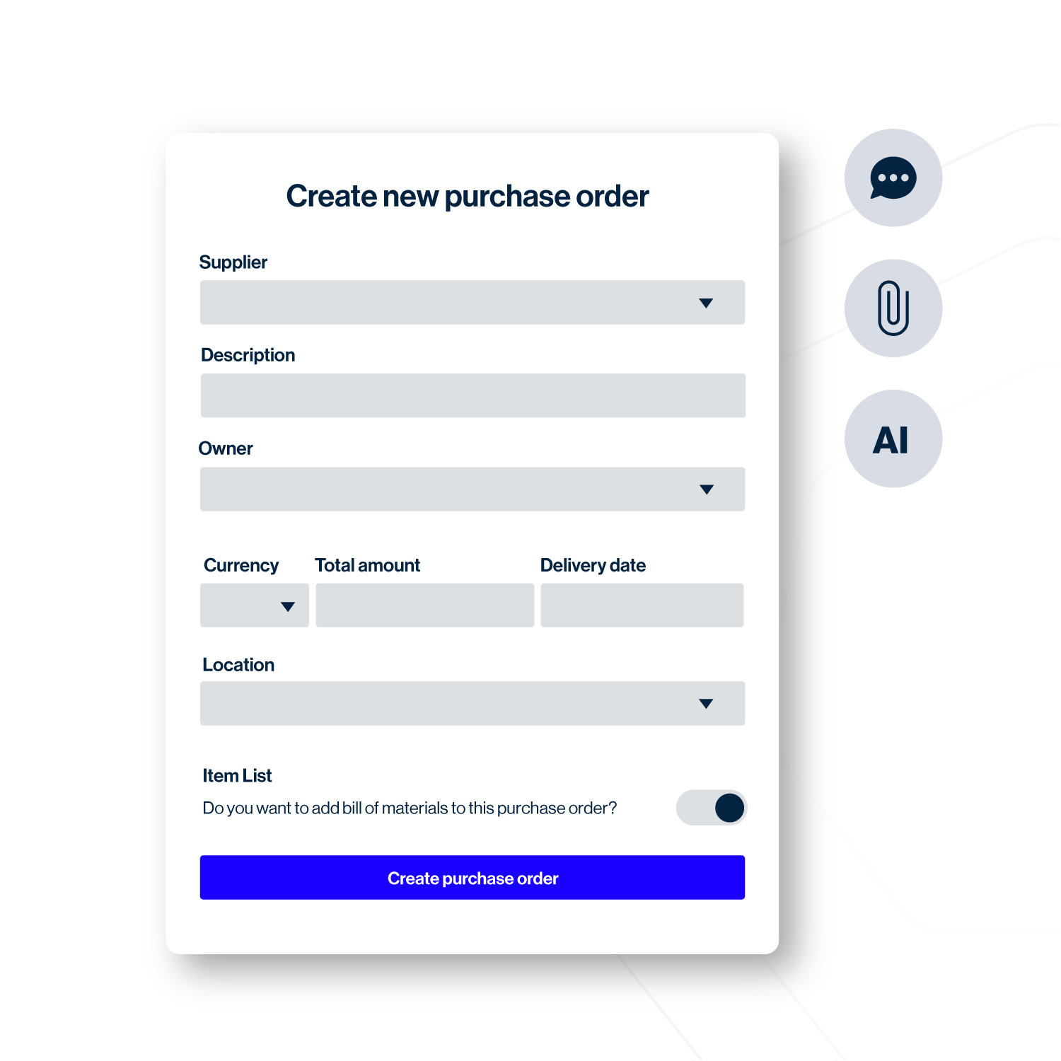 Create a purchase request with Kloo